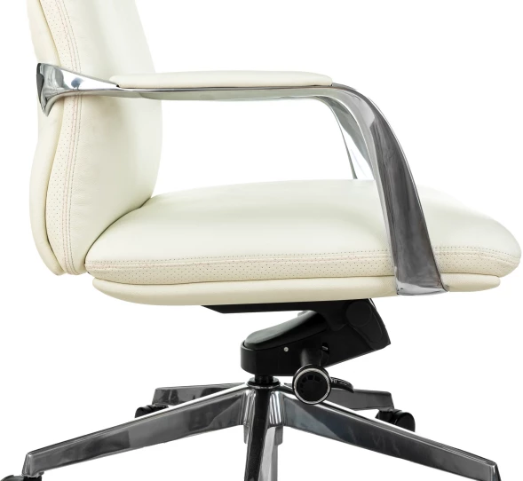 Кресло руководителя Бюрократ _Vega белый кожа с подголов. крестов. алюминий
