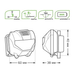 Фонарь налобный Gauss GFL306 черный 1Вт лам.:светодиод. AAAx3 (GF306)