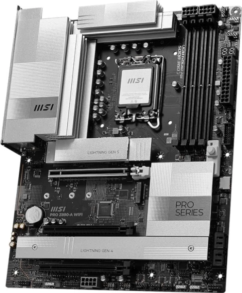 Материнская плата MSI PRO Z890-A WIFI  Soc-1851 Intel Z890 4xDDR5 ATX AC`97 8ch(7.1) 5Gigabit RAID+HDMI