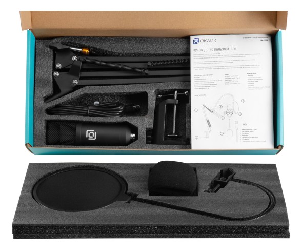 Микрофон проводной Оклик SM-700G 2.5м черный