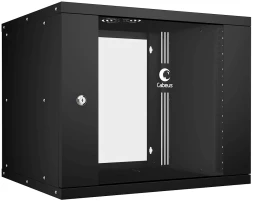 Шкаф коммутационный Cabeus (WSC-05D-9U55/45-BK) настенный 9U 550x450мм пер.дв.стекл 30кг черный 340мм 14кг 220град. 450мм IP20 сталь