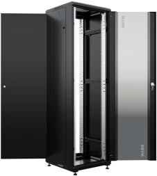 Шкаф коммутационный NTSS Премиум (NTSS-R42U6060GS-1BL) напольный 42U 600x600мм пер.дв.стекл металл 900кг черный 510мм 86кг 1987мм 20 металл