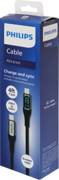 Кабель Philips DLC9100 USB Type-C (m)-USB Type-C (m) 1.2м черный коробка (упак.:1шт)