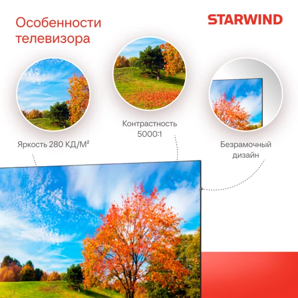 Телевизор LED Starwind 58&amp;quot; SW-LED58UG401 Яндекс.ТВ Frameless стальной 4K Ultra HD 60Hz DVB-T DVB-T2 DVB-C DVB-S DVB-S2 USB WiFi Smart TV