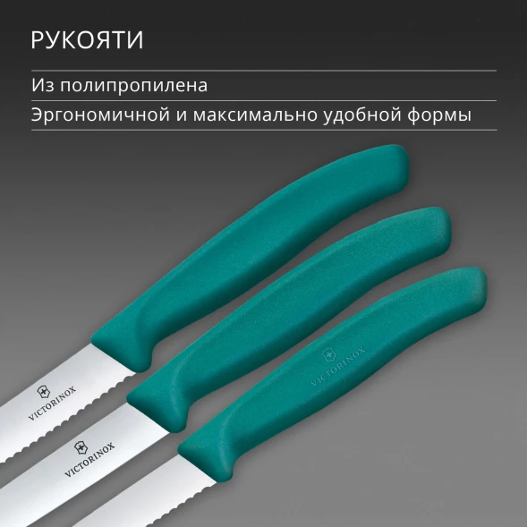 Набор ножей кухон. Victorinox Swiss Classic 6.7114.34C1 для овощей компл.:3предм. зеленый европодвес