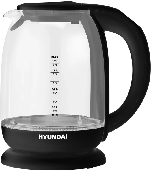 Чайник электрический Hyundai HYK-S3809 1.7л. 2200Вт черный корпус: стекло/пластик