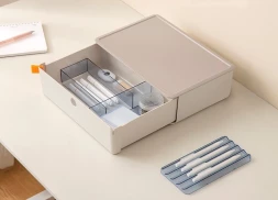 Короб для хранения Deli XDM31grey 1 выдвижной ящик 250x220x125мм серый пластик