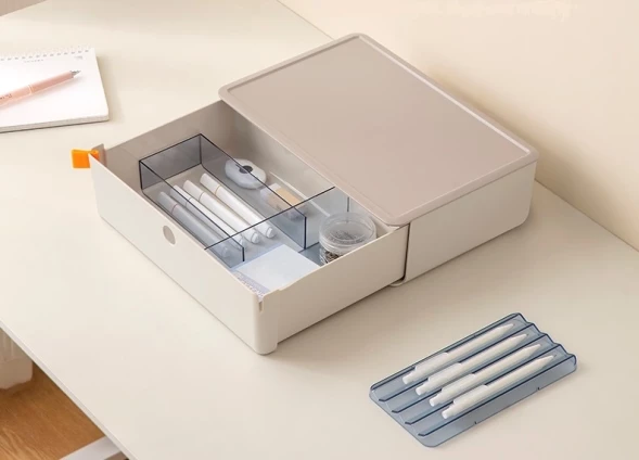 Короб для хранения Deli XDM31grey 1 выдвижной ящик 250x220x125мм серый пластик