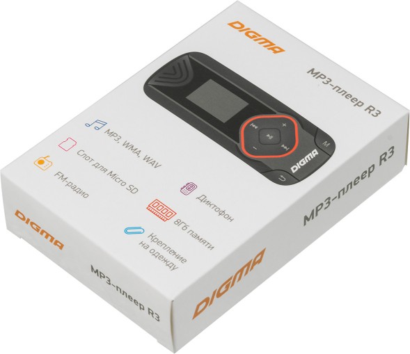 Плеер Flash Digma R3 8Gb черный/0.8&amp;quot;/FM/microSDHC/clip
