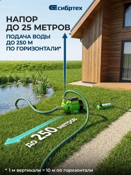 Насос садовый Сибртех СПН370-Ч 370Вт 1700л/час вихревой (97241)