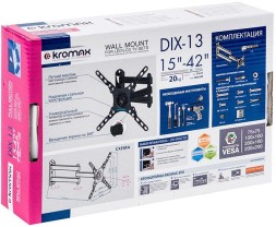 Кронштейн для телевизора Kromax DIX-13 черный 15&amp;quot;-42&amp;quot; макс.20кг настенный поворотно-выдвижной и наклонный