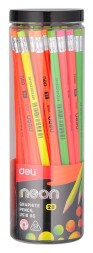 Карандаш ч/г Deli EU51806-1 Neon 2B трехгран. ассорти туба пл. (1шт) ластик