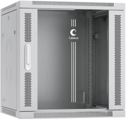 Шкаф коммутационный Cabeus (SH-05F-12U60/45-R) настенный 12U 600x450мм пер.дв.стекл 50кг серый 390мм 25кг 220град. 635мм IP20 сталь