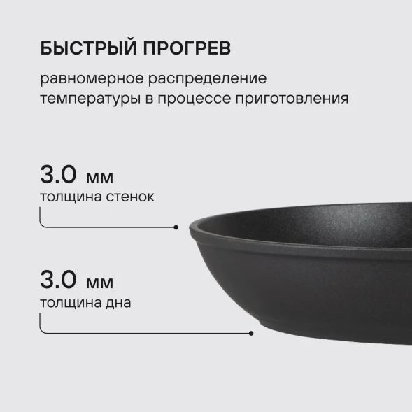 Сковорода Rondell Tierno RDA-1577 круглая 28см покрытие: Xylan Plus ручка несъемная (без крышки) черный