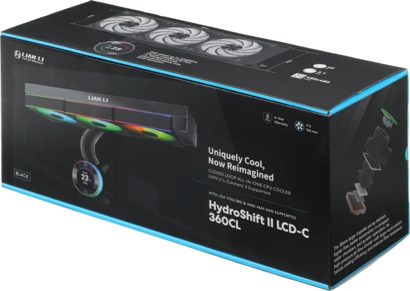 Система водяного охлаждения Lian-Li HydroShift II LCD-C 360CL ARGB Soc-AM5/AM4/1700/1851 черный 4-pin 31dB Al+Cu LCD Ret (G89.GHS2LCD36RB.R0)