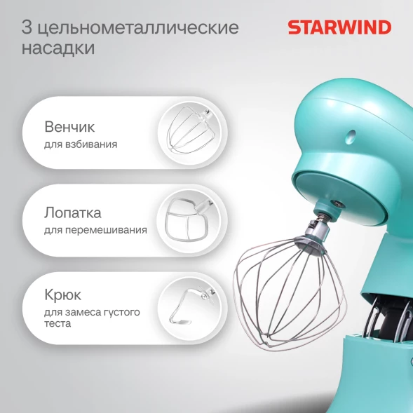 Миксер планетарный Starwind SPM7169 1900Вт бирюзовый