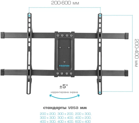 Кронштейн для телевизора Kromax CORBEL-8 титан 32&amp;quot;-75&amp;quot; макс.55кг настенный поворот и наклон