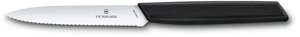 Нож кухонный Victorinox Swiss Modern (6.9003.10W) стальной универсальный лезв.100мм серрейт. заточка черный