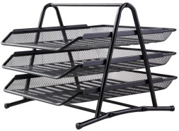 Лоток горизонтальный Deli E9181 для бумаг 350х278х275мм черный металл сетка