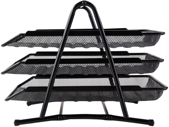 Лоток горизонтальный Deli E9181 для бумаг 350х278х275мм черный металл сетка