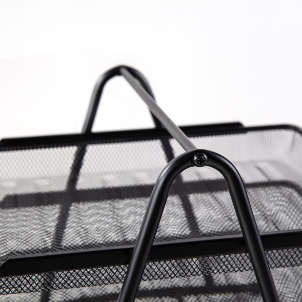 Лоток горизонтальный Deli E9181 для бумаг 350х278х275мм черный металл сетка