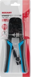Инструмент обжимной Rexant HT-568R 12-3432-1 для RJ-45/RJ-12/RJ-11 (упак:1шт) черный/синий