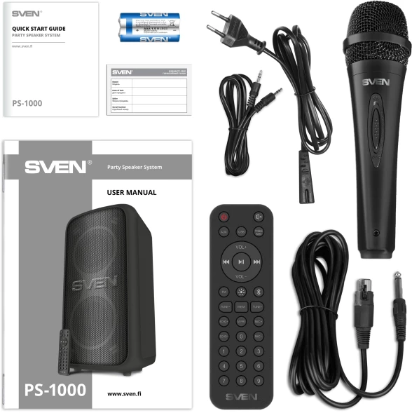 Колонка порт. Sven PS-1000 черный 160W 1.0 BT/3.5Jack 10м 8000mAh (SV-022686)