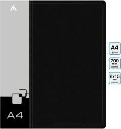 Папка на 2-х кольцах Бюрократ -0818/2RBLCK A4 пластик 0.7мм кор.18мм внутр. с вставкой черный
