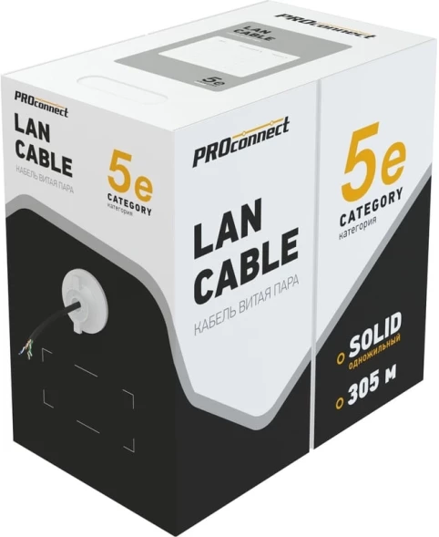 Кабель информационный PROconnect 01-0146-3 кат.5E FTP 4 пары 24AWG PE внешний 305м черный