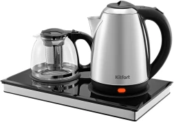 Чайный набор Kitfort КТ-6779 1.8л. 1500Вт черный/нержавеющая сталь корпус: нерж.сталь/стекло/пластик