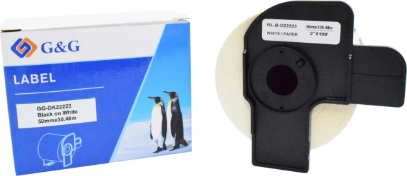 Картридж ленточный G&amp;amp;G GG-DK22223 черный на белом 50x30.48 для Brother P-touch QL-500, QL-550, QL-700, QL-800