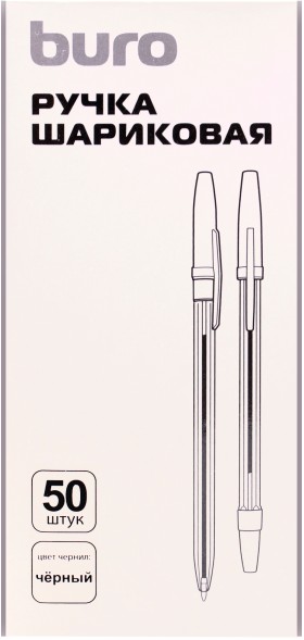Ручка шариков. Buro Basic прозрачный d=0.7мм черн. черн. кор.карт. сменный стержень линия 0.5мм