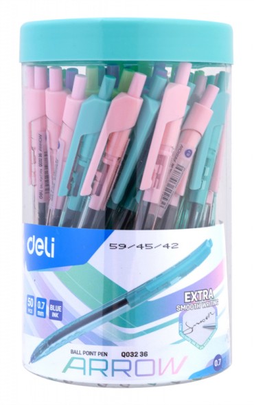 Ручка шариков. автоматическая Deli Arrow EQ03236-1 прозрачный/ассорти d=0.7мм син. черн. (1шт) ассорти