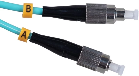 Патч-корд Cabeus FOP-50-FC-FC-1M 2x50/125 OM3 FC дуплекс-FC дуплекс 1м LSZH бирюзовый