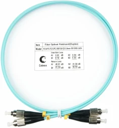 Патч-корд Cabeus FOP-50-FC-FC-1M 2x50/125 OM3 FC дуплекс-FC дуплекс 1м LSZH бирюзовый