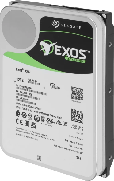 Жесткий диск Seagate SAS 3.0 12TB ST12000NM007H Server Exos X24 4KN (7200rpm) 512Mb 3.5&amp;quot;