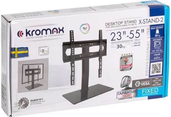 Стойка для телевизора Kromax X-STAND-2 черный 23&amp;quot;-55&amp;quot; макс.30кг крепление к столешнице