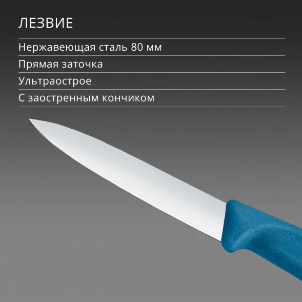 Нож кухонный Victorinox Swiss Classic (6.7602.C1) стальной универсальный для чистки овощей и фруктов лезв.80мм прямая заточка синий