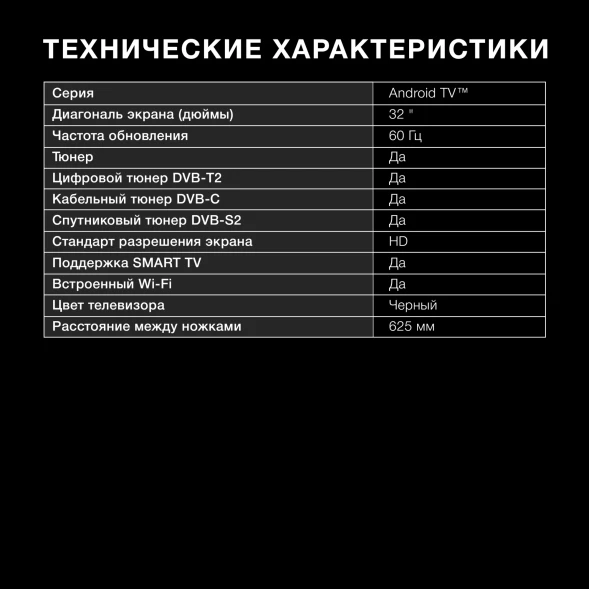 Телевизор LED Hyundai 32&amp;quot; H-LED32BS5002 Android TV Frameless черный HD 60Hz DVB-T2 DVB-C DVB-S DVB-S2 USB WiFi Smart TV