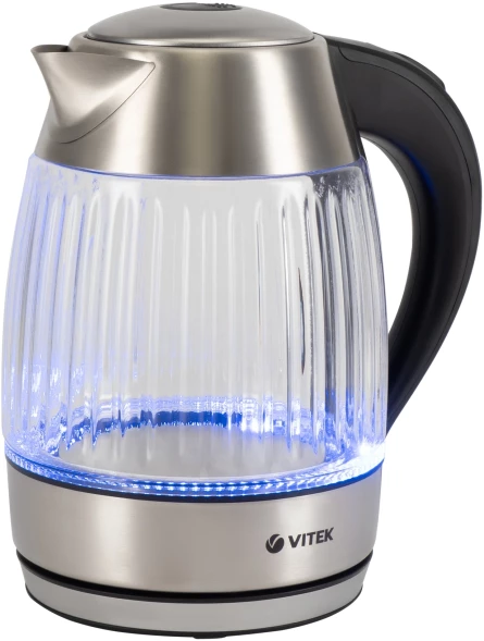 Чайник электрический Vitek VT-7030 1.8л. 2200Вт черный/серебристый корпус: стекло