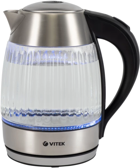 Чайник электрический Vitek VT-7030 1.8л. 2200Вт черный/серебристый корпус: стекло