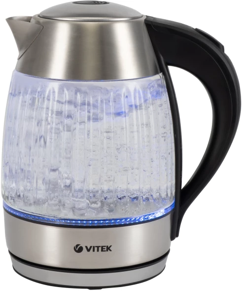 Чайник электрический Vitek VT-7030 1.8л. 2200Вт черный/серебристый корпус: стекло