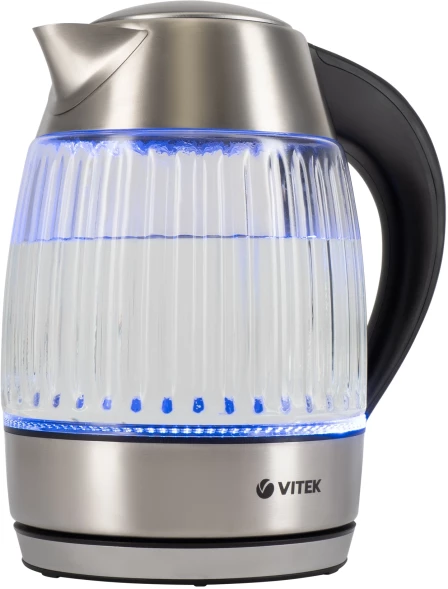 Чайник электрический Vitek VT-7030 1.8л. 2200Вт черный/серебристый корпус: стекло