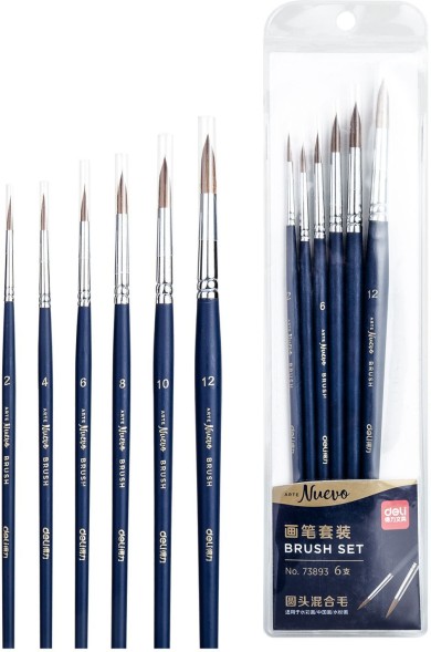 Набор кистей Deli 73893 Arte Nuevo синтетика круг. дерев.лакир.ручка