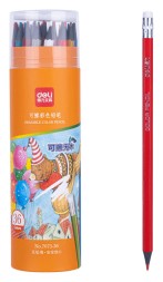 Карандаш цв. Deli 7073-36 пластик ассорти туба пл. (36шт) ластик