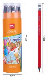 Карандаш цв. Deli 7073-36 пластик ассорти туба пл. (36шт) ластик