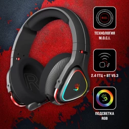 Наушники с микрофоном A4Tech Bloody MR710 черный 1.5м мониторные BT/Radio оголовье (MR710 BLACK)