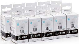 Лампа светодиодная Gauss Elementary 10Вт цок.:E27 шар 220B 4100K св.свеч.бел.нейт. (упак.:10шт) (53220)