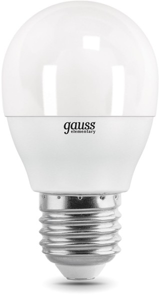 Лампа светодиодная Gauss Elementary 10Вт цок.:E27 шар 220B 4100K св.свеч.бел.нейт. (упак.:10шт) (53220)