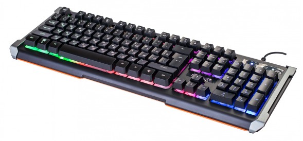 Клавиатура Оклик 717G BLACK DEATH черный/серый USB Multimedia for gamer LED (476395)